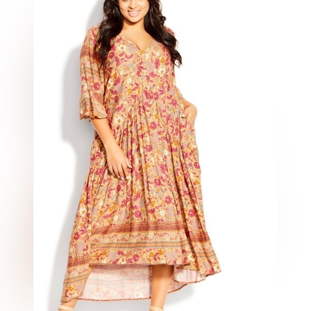 Women’s Valerie Border Dress - yellow floral​​​​ (plus 18/20)​​​​​​ - Picture 3 of 4